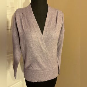 ASTR The Label Revolve Lilac Wrap Sweater, Women’s XS, pleated shoulder